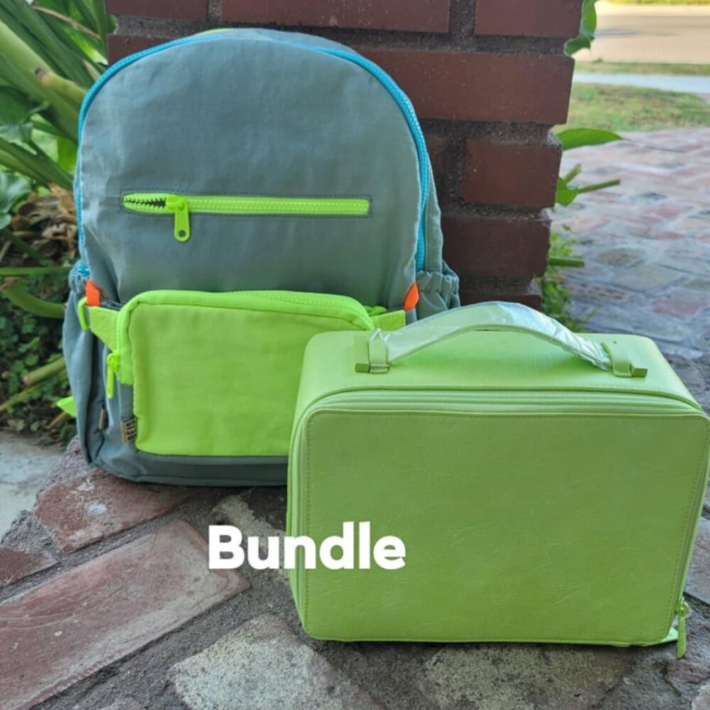 🎒🧴 BÉIS Bundle Fun! 💫 👧 Kids Slate Backpack 🍋 Citron Cosmetic Bag